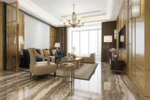 3d rendering luxury classic living room with marble tile and bookshelf Stock Photo, ft. 3d rendering & architecture - Envato