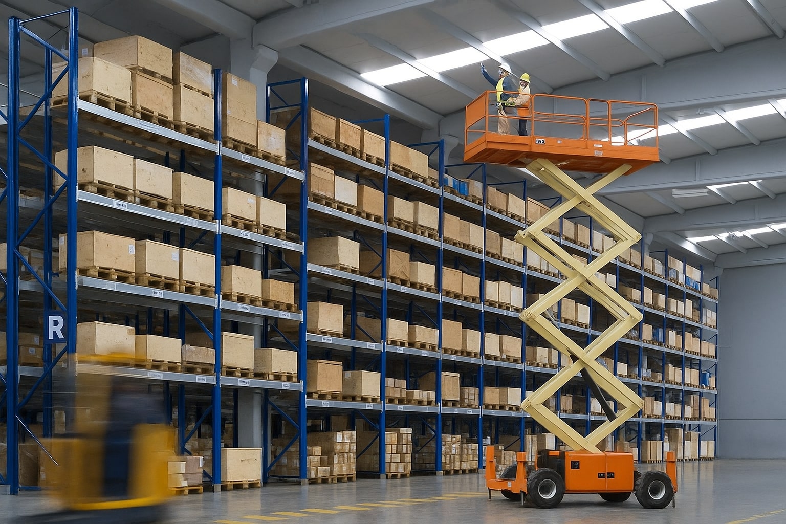 Pantografo verticale vicino scaffali